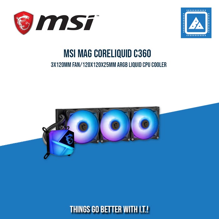 MSI MAG CORELIQUID C360 3X120MM FAN/120X120X25MM ARGB LIQUID CPU COOLER MSI MAG CORELIQUID C360 3X120MM FAN/120X120X25MM ARGB LIQUID CPU COOLER